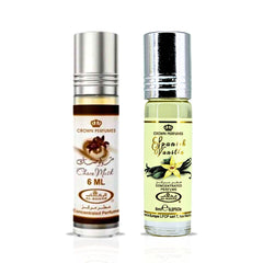 Choco Musk & Spanish Vanilla Perfume Oils 6ML (0.2 OZ) By Al Rehab | An Indulgent Bundle Of Creamy Vanilla & Rich, Chocolatey Scents. (ICONIC BUNDLE)