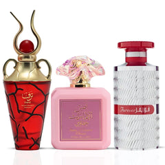 Pink Blush & Forever Silver by Ard Al Zaafaran & Niche Emarati Taraf by Lattafa - Eau de Parfum Sprays 100ml (3.4 oz) | Sweet, Juicy & Irresistible – A Strawberry Fantasy in Every Spritz! (Bundle)