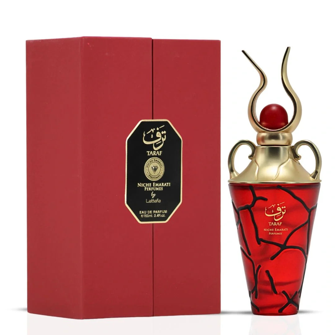 Niche Emarati Taraf Eau De Parfum Spray 100ml (3.4 oz) by Lattafa | A Lush Garden of Midnight Berries & Musk