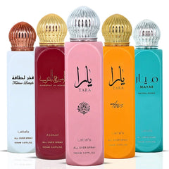 Yara, Yara Tous, Ameerat Al Arab, Mayar Natural Intense & Fakhar Women All-Over Sprays 150ml (5.07 oz) by Lattafa | Five Scents, Endless Moods — The Perfect Mist for Every Moment (Bundle)