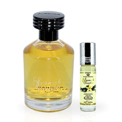 Spanish Vanilla EDP Spray 100ML (3.4 OZ) & Spanish Vanilla Perfume Oil CPO 6ML (0.2 OZ) By Al Rehab | A Luxurious Soft, Sweet Vanilla Fragrance. (DELUXE BUNDLE)