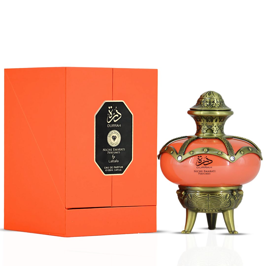 Niche Emarati Durrah Eau De Parfum Spray 100ml (3.4 oz) by Lattafa | Soft. Blooming. Unforgettable.