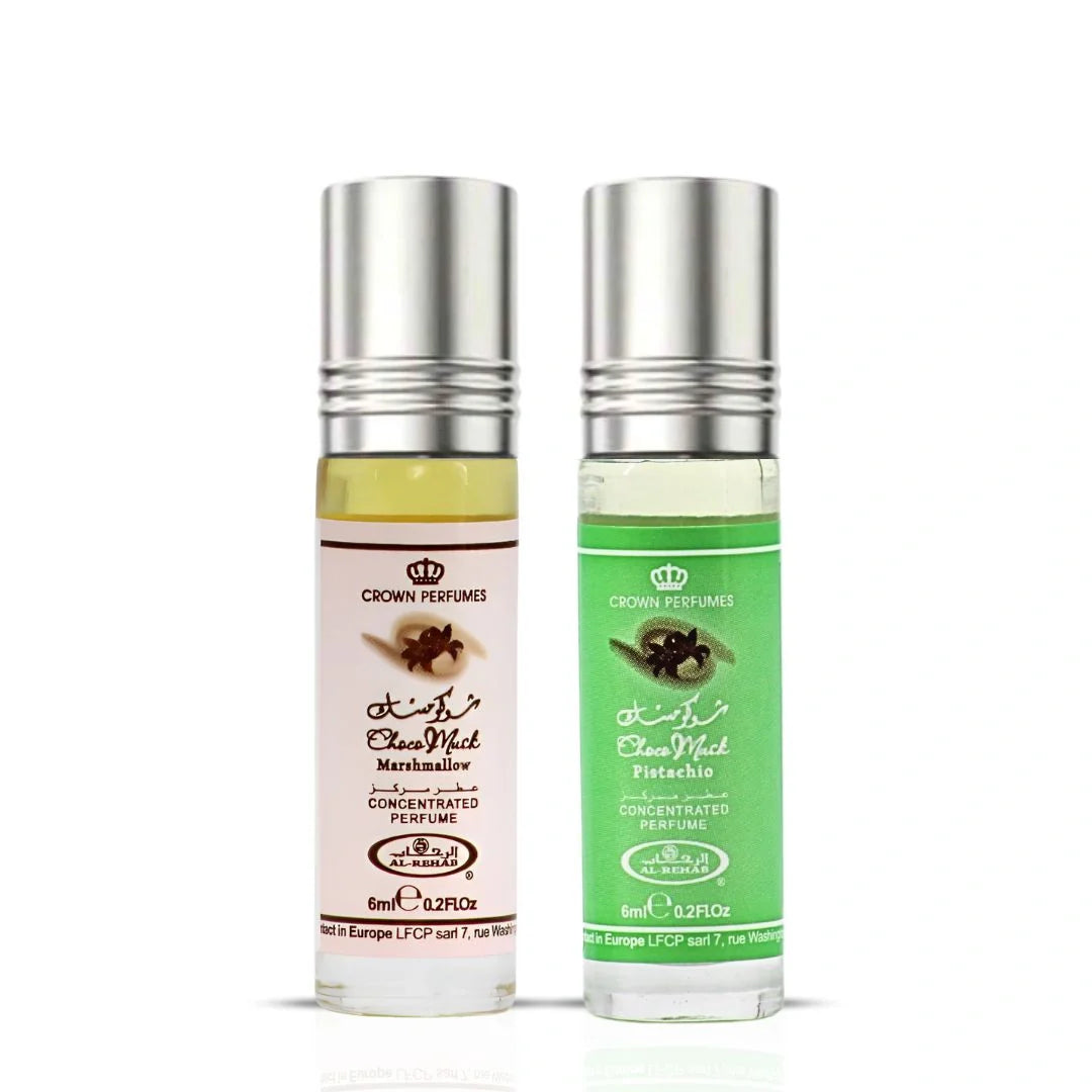 Choco Musk Marshmallow & Choco Musk Pistachio Perfume Oil CPO 6ml (0.2 oz) by Al Rehab | Double the Craving, Endless the Delight (Bundle)