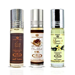 Choco Musk, Spanish Vanilla & French Coffee Perfume Oils 6ML (0.2 OZ) By Al Rehab | A Gourmand Trio Of Sweet, Creamy & Indulgent Scents. (GOURMAND BUNDLE)
