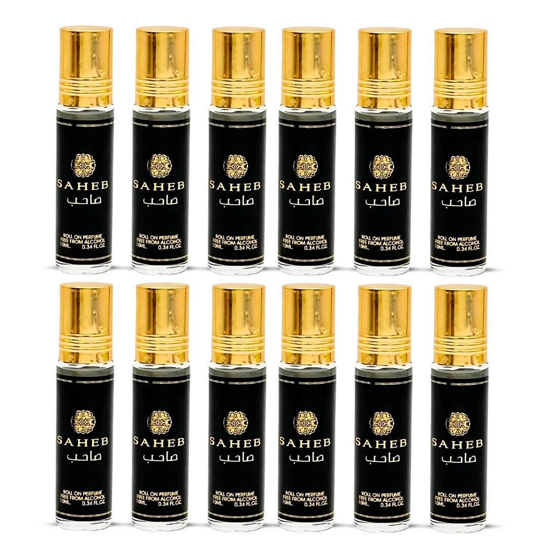 12PCS Saheb Roll-On Perfume Oil - CPO 10ML (0.34OZ) by Ard Al Zaafaran | Long Lasting, Miniature Perfume Oil For Men & Women. (Pack Of 12)