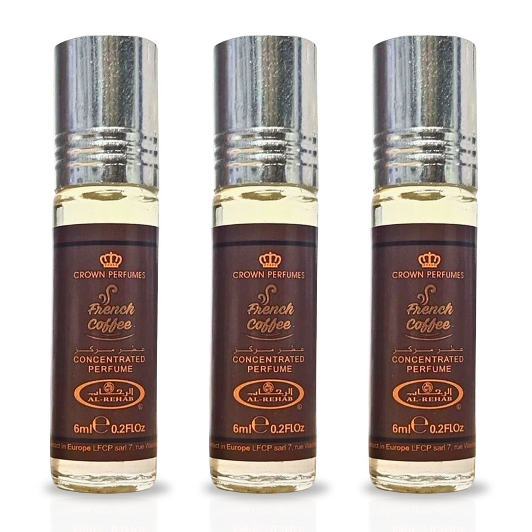 French Coffee Perfume Oil 6ML (0.2OZ) By Al Rehab | Sweet, Creamy, Spicy, Gourmand. (PACK OF 3)