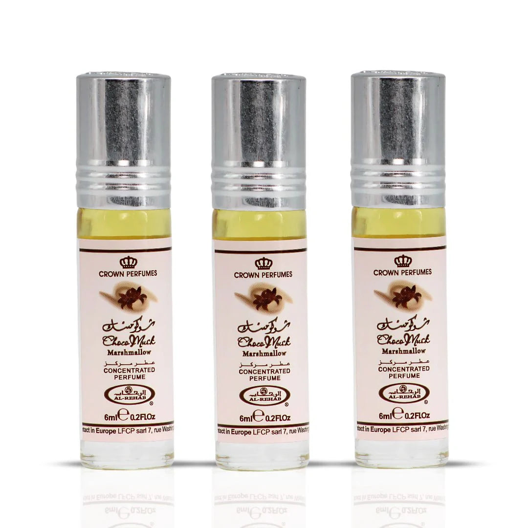 Choco Musk Marshmallow Perfume Oil CPO 6ML (0.2 OZ) by Al Rehab | Strawberry Stuffed Marshmallows, Dusted with Cocoa Kisses (Pack of 3)