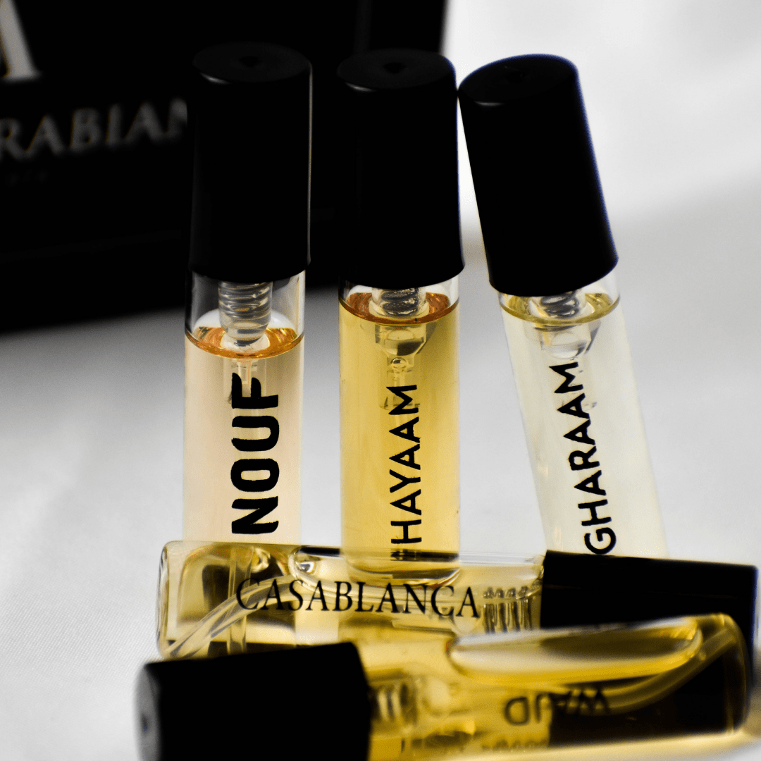 5 Swiss Arabian Sample Packet - Nouf, Hayaam, Casablanca, Gharaam, Wajd | Drape yourself in a sweetest Aura
