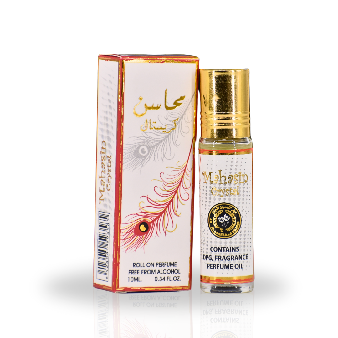 12PCS Mahasin Crystal Roll-On Perfume Oil - CPO 10ML (0.34OZ) By Ard Al Zaafaran | Long Lasting, Miniature Perfume Oil For Men & Women. (Pack Of 12)